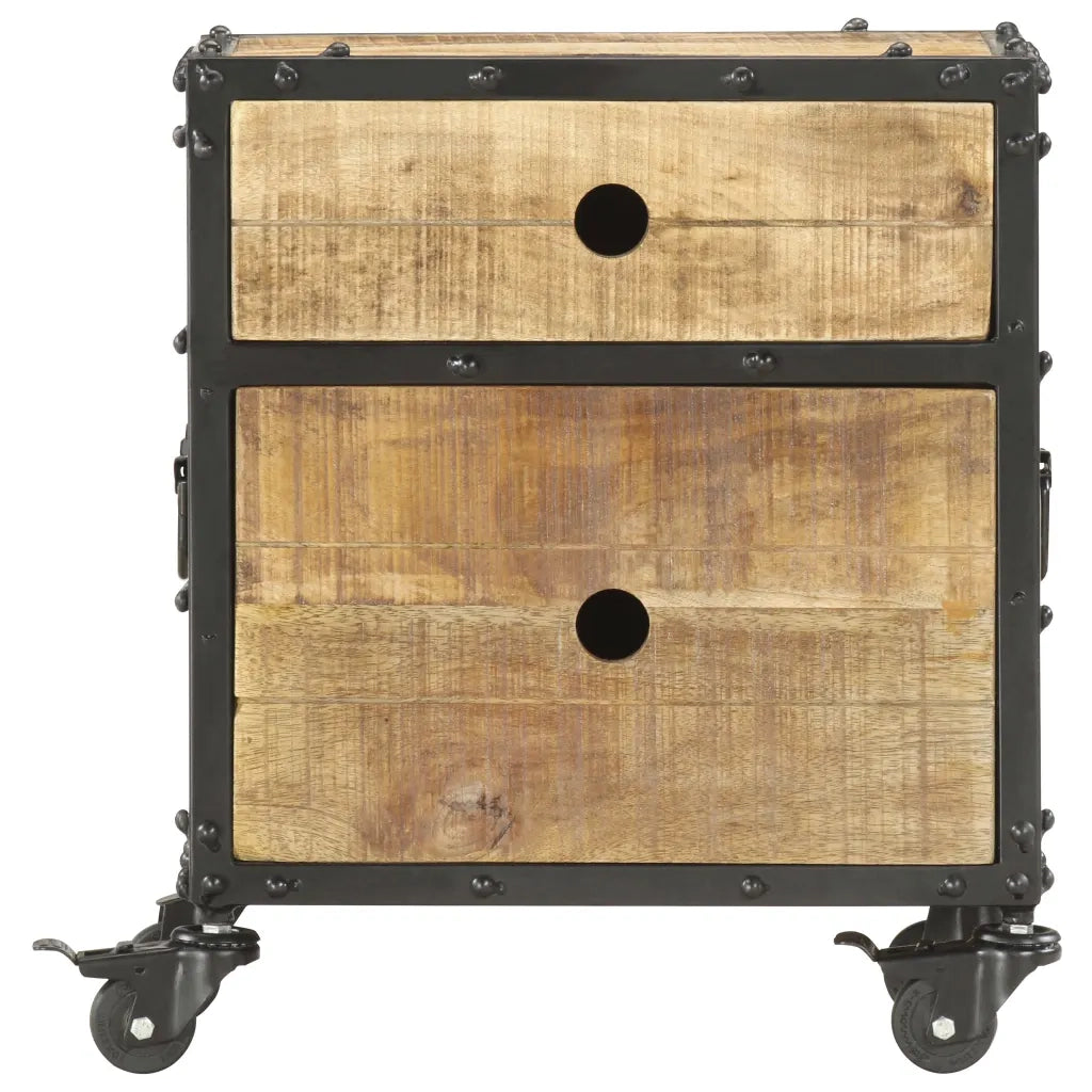Comodino | Armadio da Notte | Mobiletto da notte 40x30x50 cm in Legno Massello di Mango Grezzo