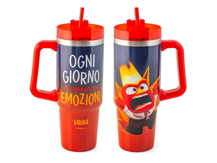 Mug termico in acciaio inox 18/10 con cannuccia inside out rabbia lt 0,9
