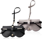 Tas per occhiali da sole in pelle - stile moderno e portatile - 2 pezzi - nero e grigio