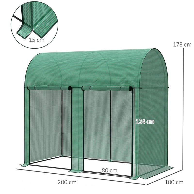 SERRA DA GIARDINO DA 2 M¦, 2 PORTE AVVOLGIBILI, COPERTURA IN PE 140G/M¦ ANTI-UV, 2X1X1.78M, VERDE