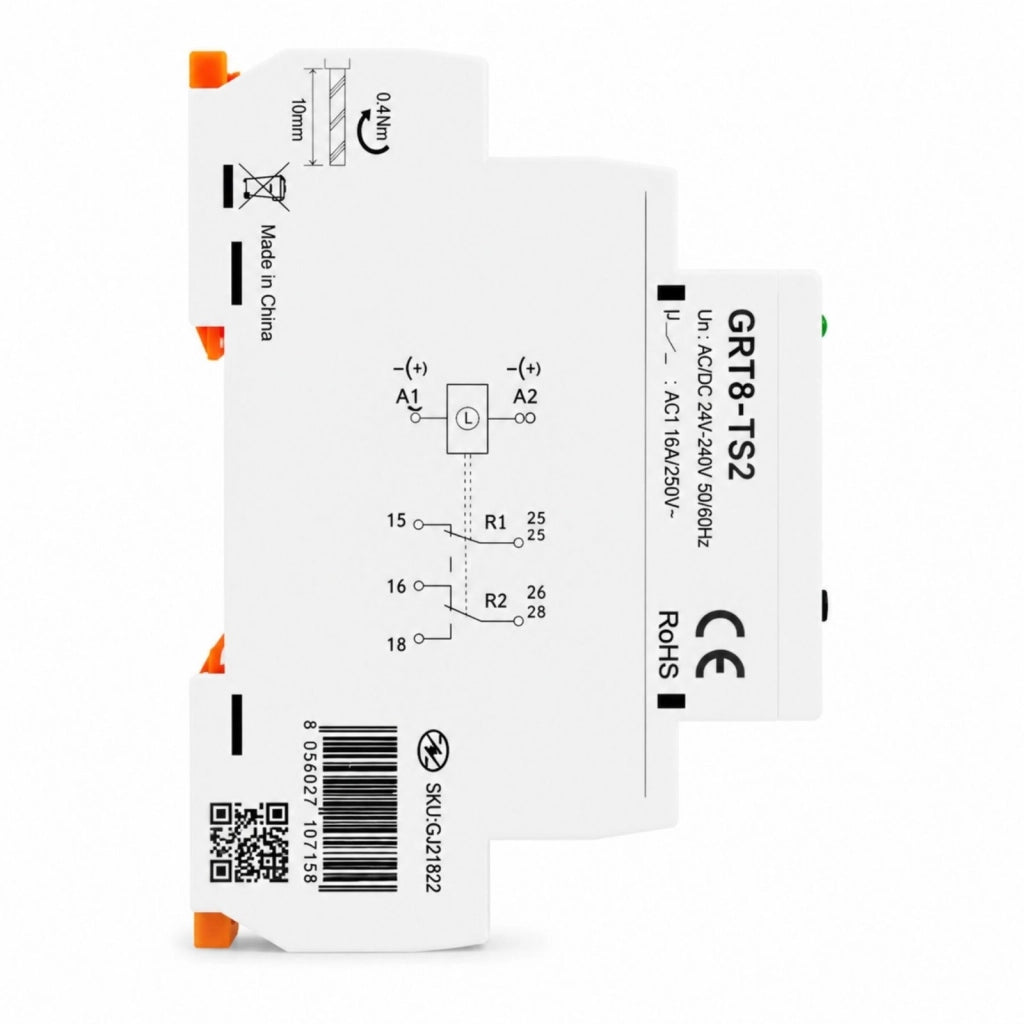 Relè Temporizzatore Bluetooth DIN 1 Modulo, 2 Uscite SPDT 16A AC/DC 24-240V