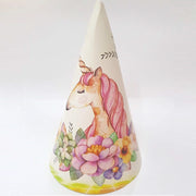 Trade Shop - Set 18 Pezzi Cappello Cono Unicorno Fiori Cappellino In Carta Monouso Festa -