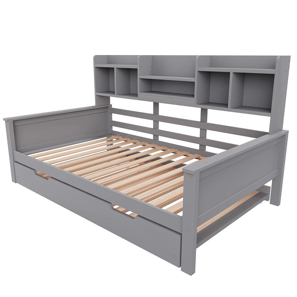 Divano letto in legno 90x200cm - Xylo - grigio, estensibile 90x190cm, pino