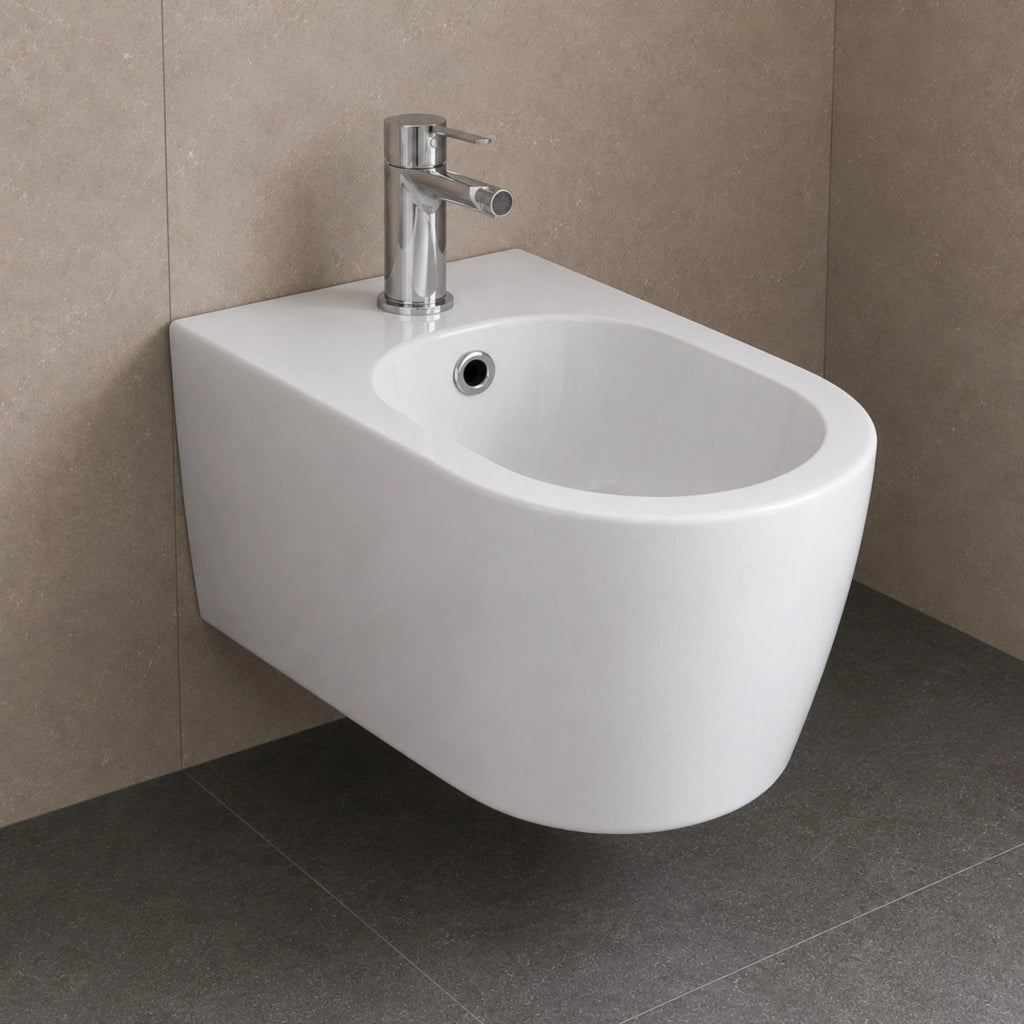 Coppia sanitari sospesi in ceramica serie giunone bianco lucido *** accessori con sedile frizionato, confezione 1