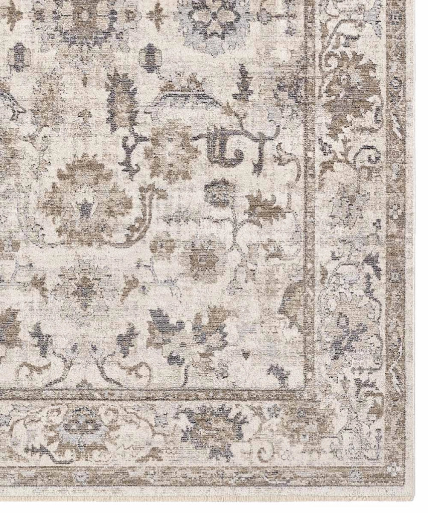 Parure Tappeti orientali MURCIA K7042-E22757 (1 pezzo cm.80x160 + 2 pezzi cm.60x133) motivo persiano stile classico tradizionale colore avorio grigio per scendiletto camera matrimoniale