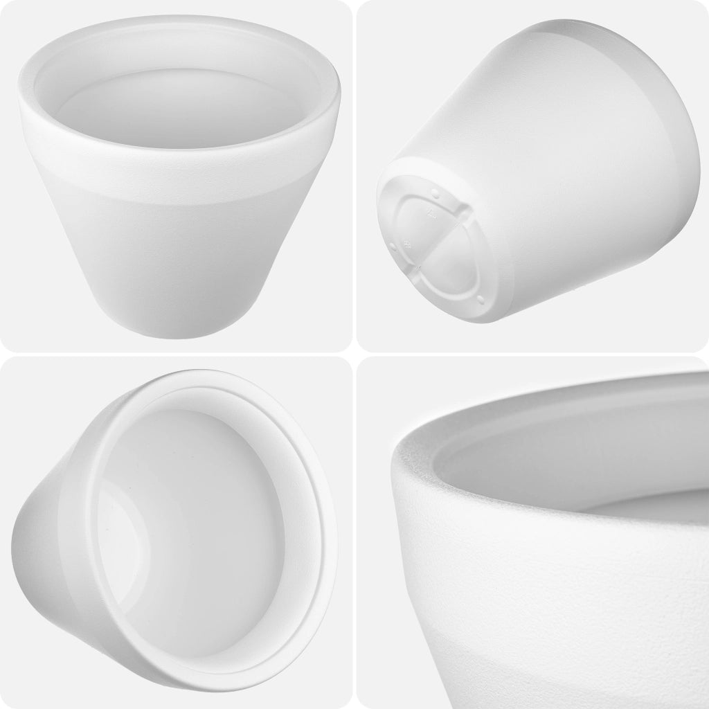 Vaso da fiori KADAX, grande, rotondo, da giardino, bianco, 46 cm