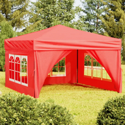 Tenda per Feste Pieghevole con Pareti Laterali-Tenda Gazebo Rosso 3x3 m 614694