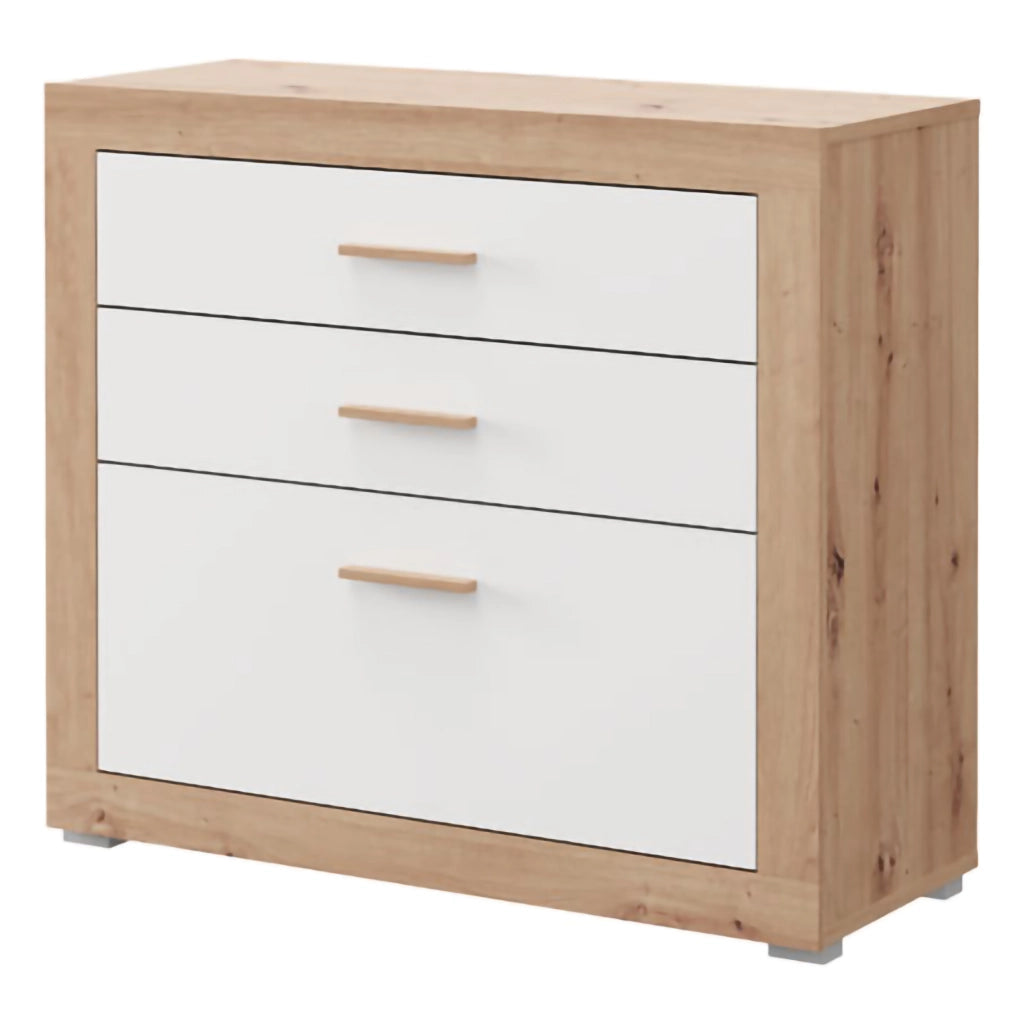 Hampi, Cassettiera 3 Cassetti, 90x35x79h cm Bianco