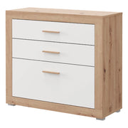 Hampi, Cassettiera 3 Cassetti, 90x35x79h cm Bianco