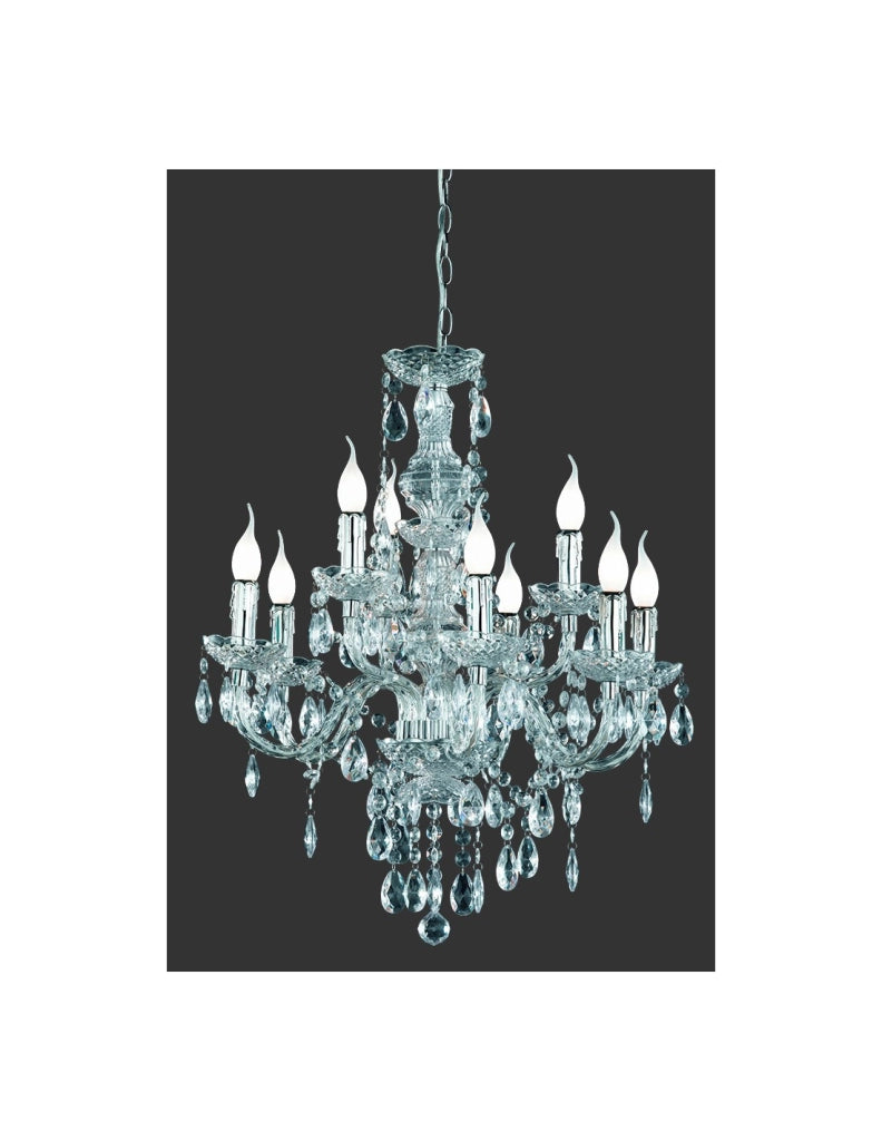 Grande Lampadario Classico Lüster Cromo con Pendenti 9xE14 Trio Lighting