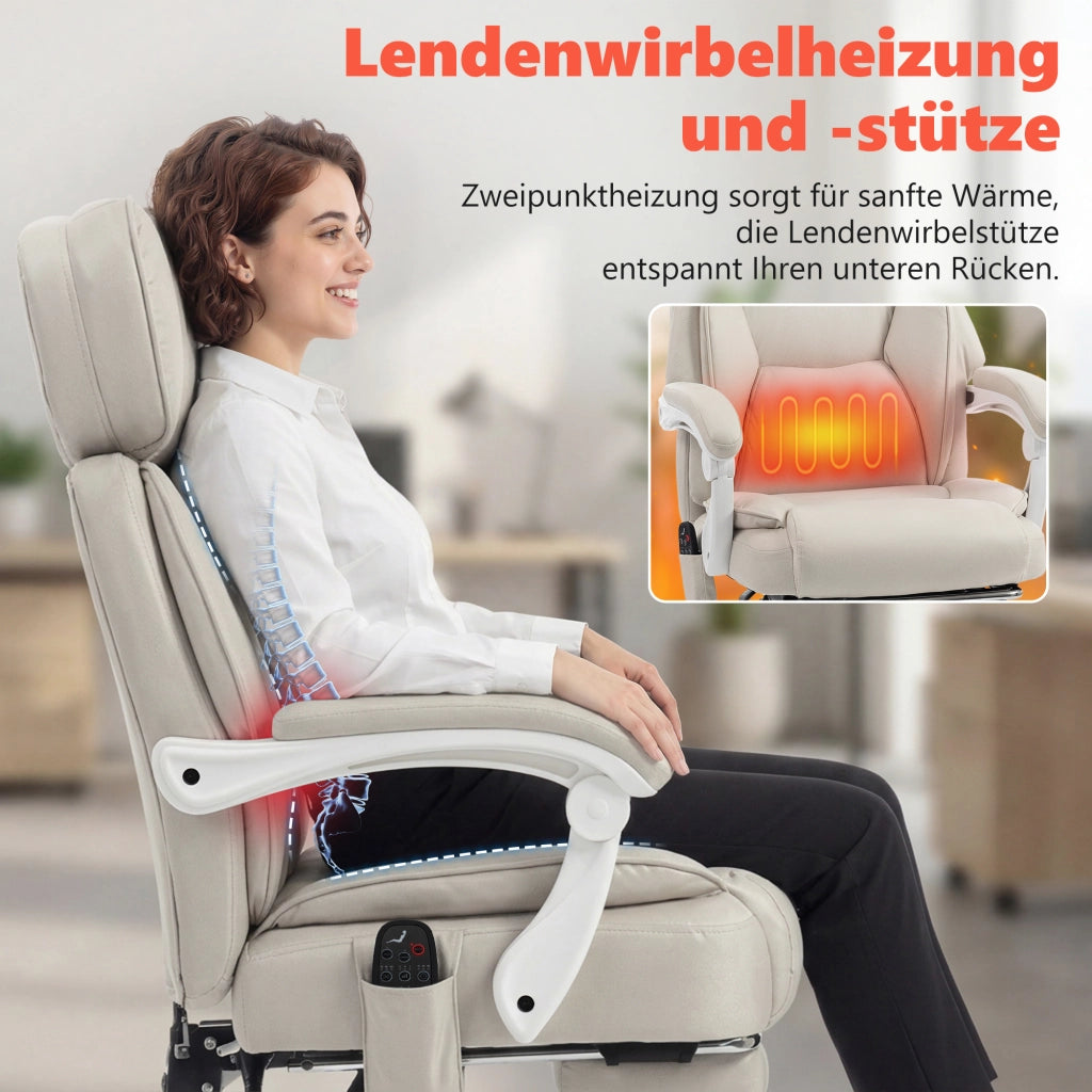 Sedia da ufficio ergonomica con schienale alto, inclinabile e poggiapiedi ¨C zephmum ¨C Cremewei?