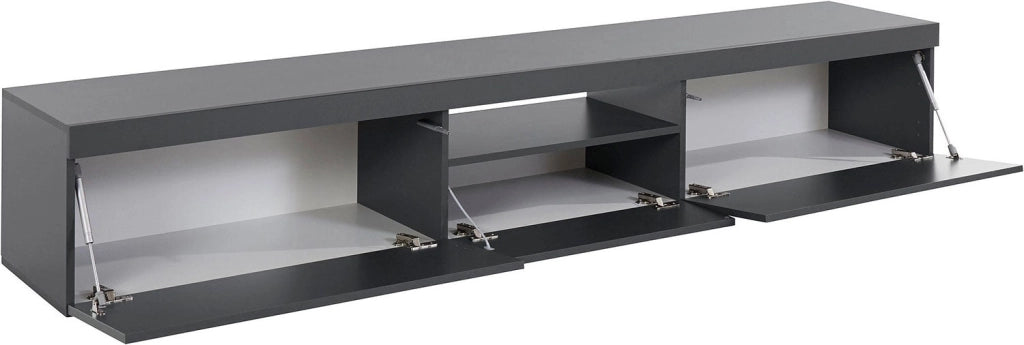 Mobile Tv 3 Ante e Ripiano a Giorno 220x40x35 cm Essential 2A 1R Grigio Antracite Opaco