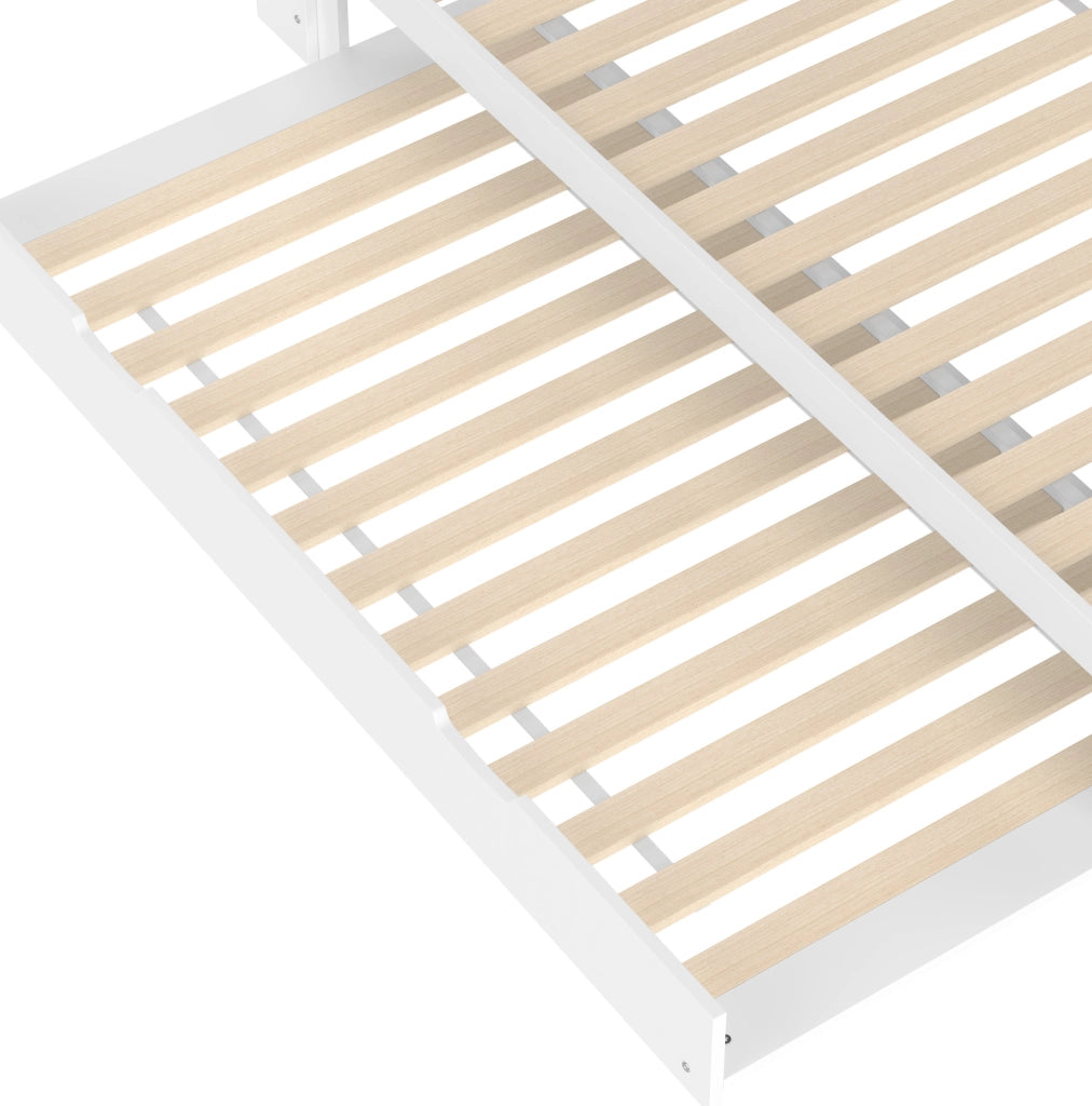 Letto 90x200 cm con testiera contenitore ed estraibile in legno bianco