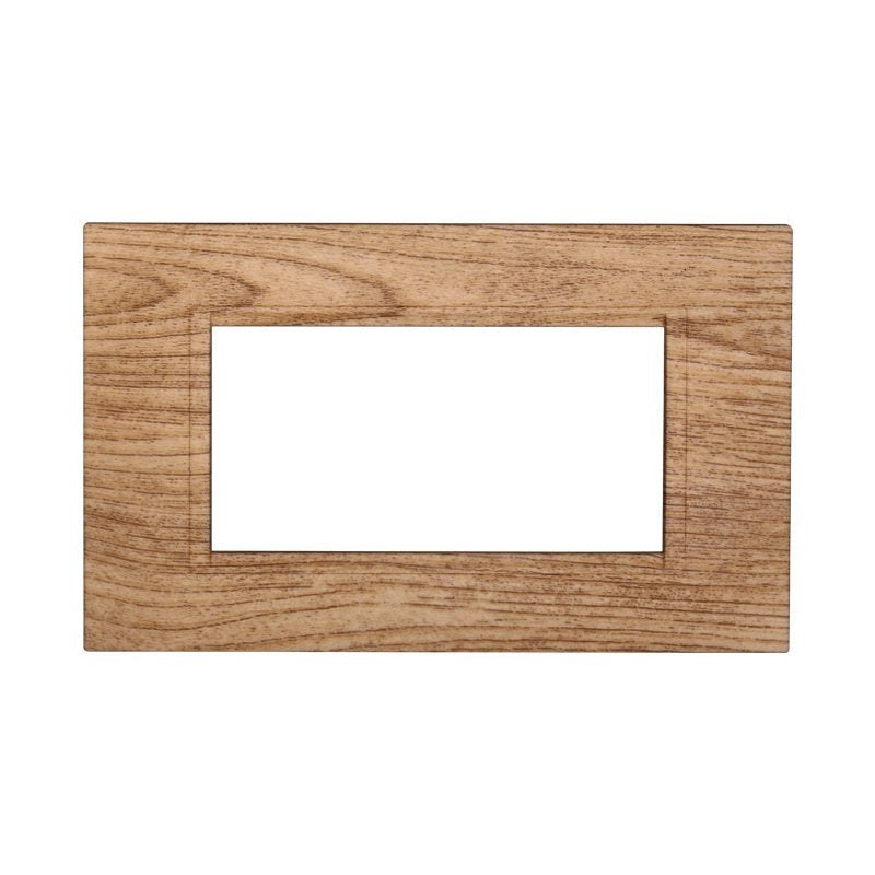 Placca Plastica Quadrata Serie Space 4P Colore Legno Chiaro Compatibile Con Bticino Living Light