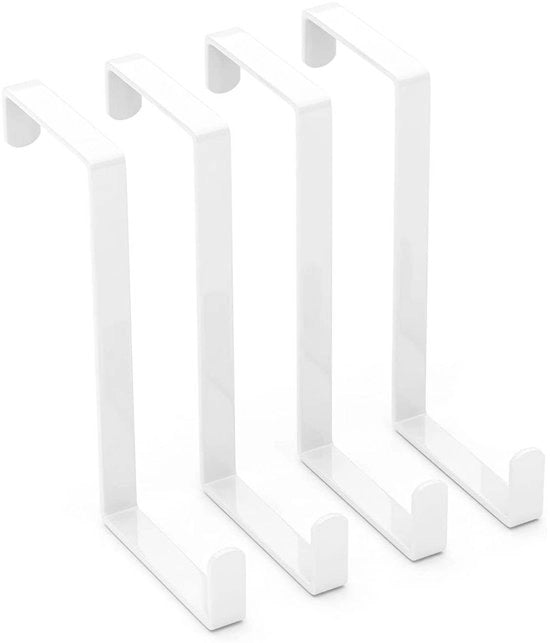 Cassettini per porte, 4 pezzi, bianchi, attaccaporta, 2-3 cm (spessore) x 14 cm, supporto per parete senza perforazione, a forma di Z con maniglia reversibile