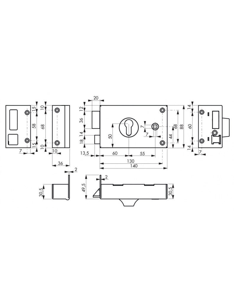 Cassa serratura CP con quadro maniglia 140 x 88 mm, sinistra – THIRARD