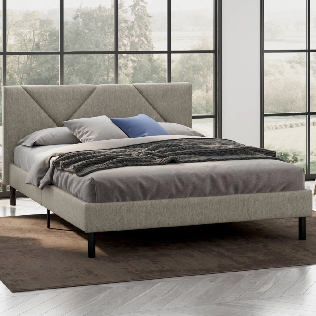 Ikelos, Letto Alla Francese Dimensione Materasso 140x190 cm, Grigio Tortora