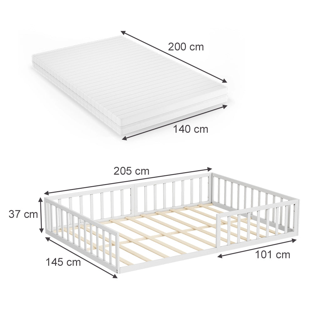 Vitalispa Letto per bambini Bianco 140x200 con materasso