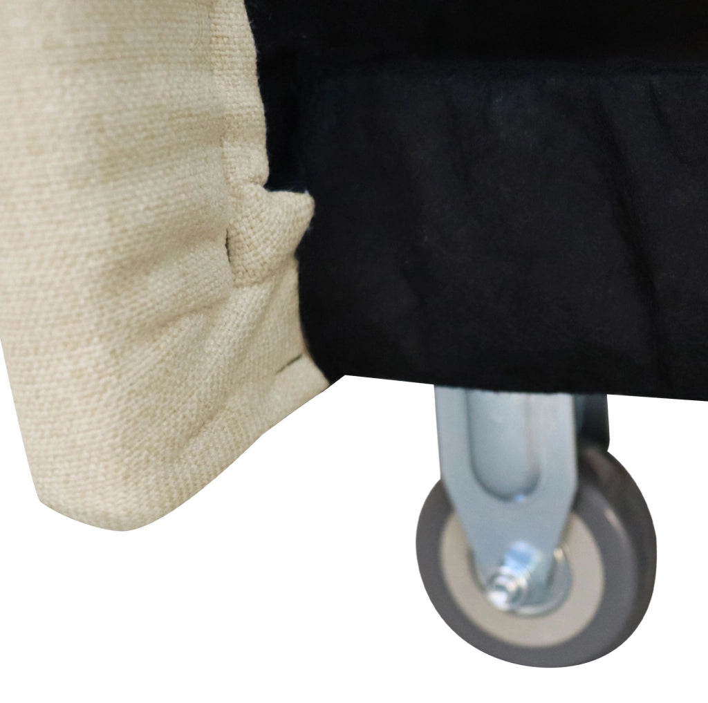 Divano letto 2 posti 3-in-1 beige con schienale regolabile; USB e tasche laterali HOMVRA