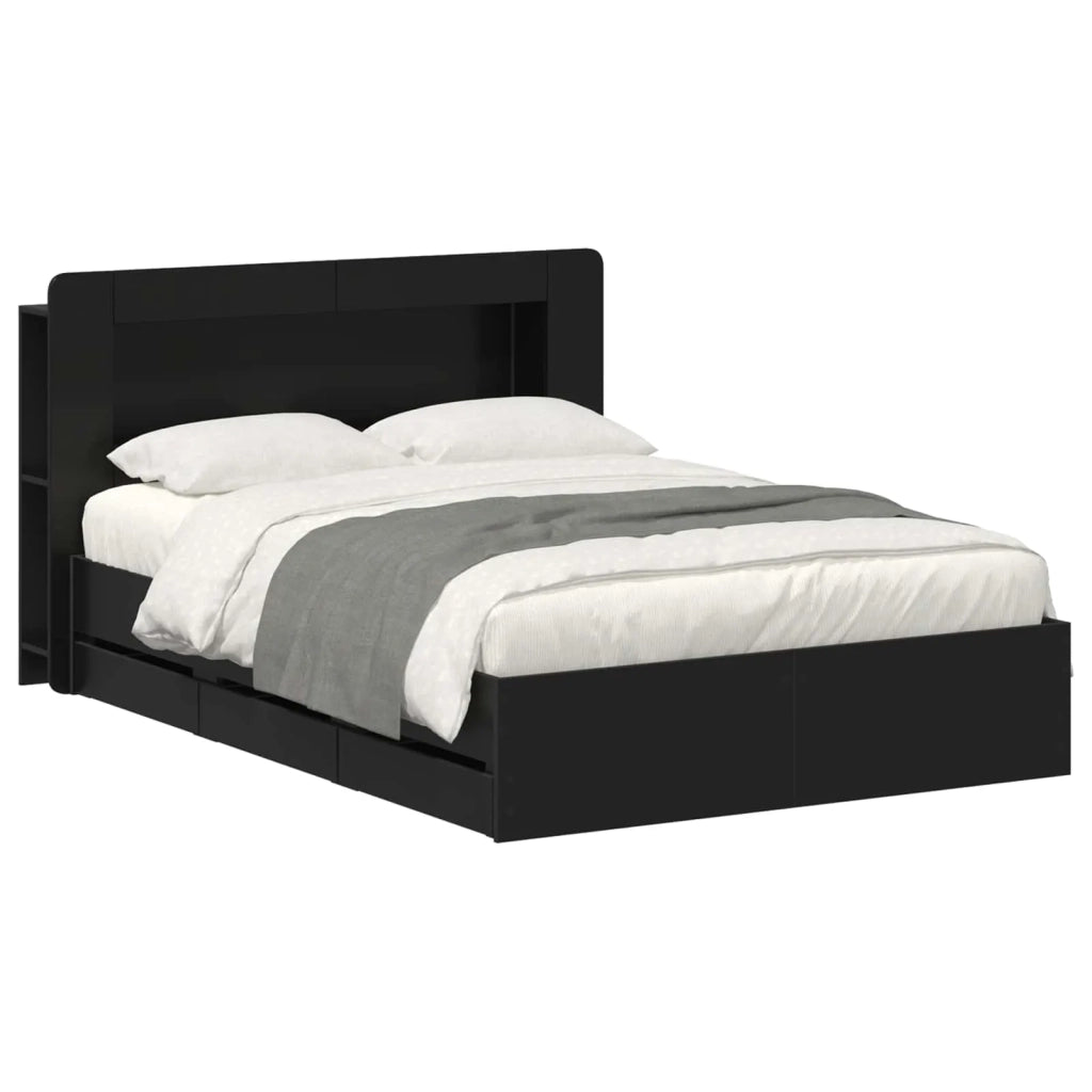 Struttura del letto con stoccaggio e testata Nero 160 x 200 cm 3434058