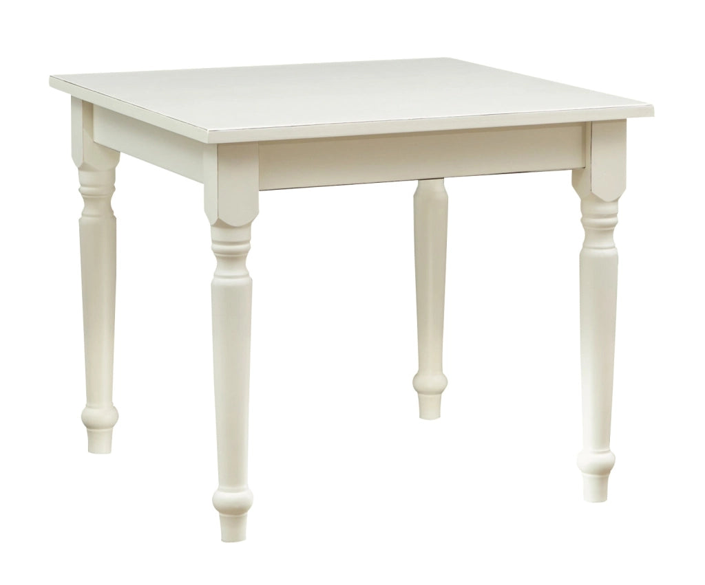 Biscottini Tavolo Country in legno massello di tiglio finitura bianca anticata L90xPR90xH78 cm. Made in Italy