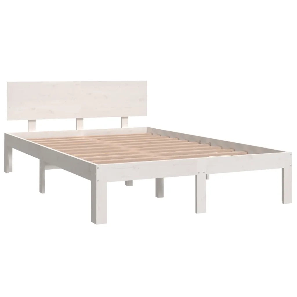 Letto matrimoniale | Letto per adulti | Giroletto Bianco in Legno Massello 120x190 cm Small Double