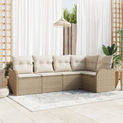 Set divano da giardino 5 pezzi con cuscini beige polyrattan