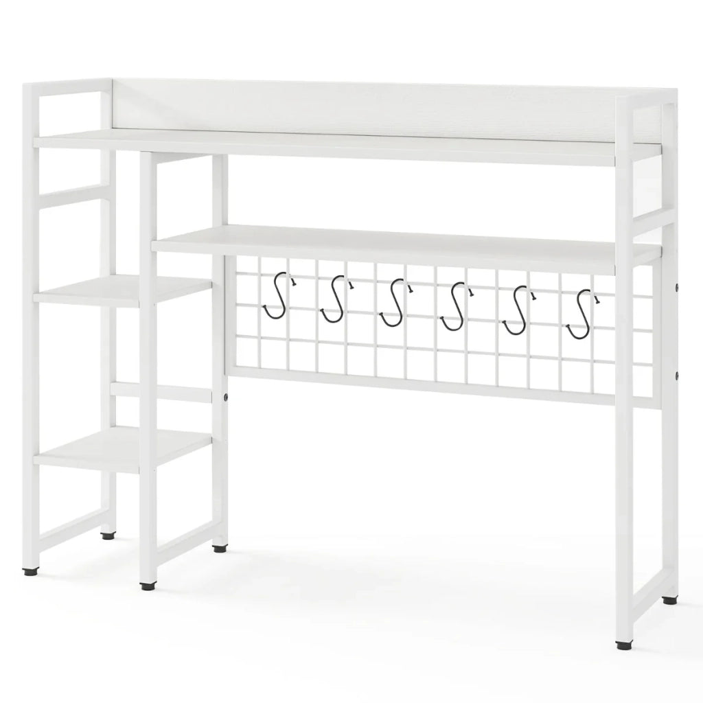 Scaffale da ufficio 94 x 25 x 74 cm con 6 ganci e design moderno in legno ingegnerizzato bianco 20_0018839