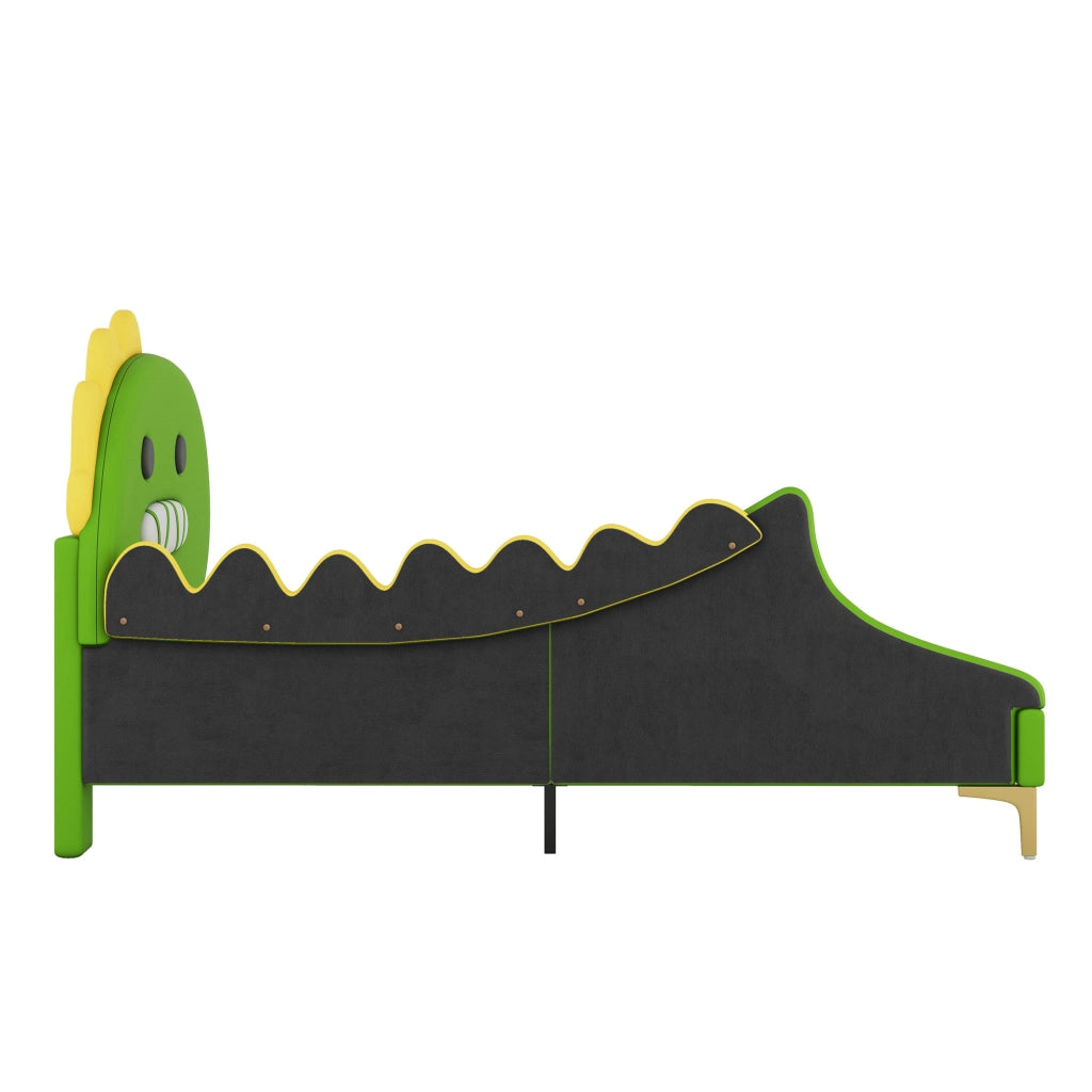 LETTO bambini a forma di dinosauro 90 x 200 cm Verde in PU e MDF