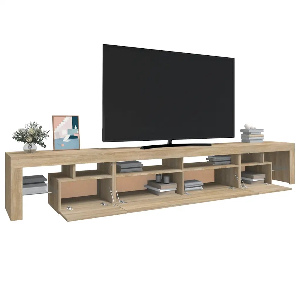 Mobile Porta TV con Luci LED-Credenza per TV Rovere Sonoma 260x36,5x40 cm