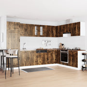 Mobile Cucina  "Kalmar" con Doppio Lavello in Rovere Affumicato Legno Ingegnerizzato