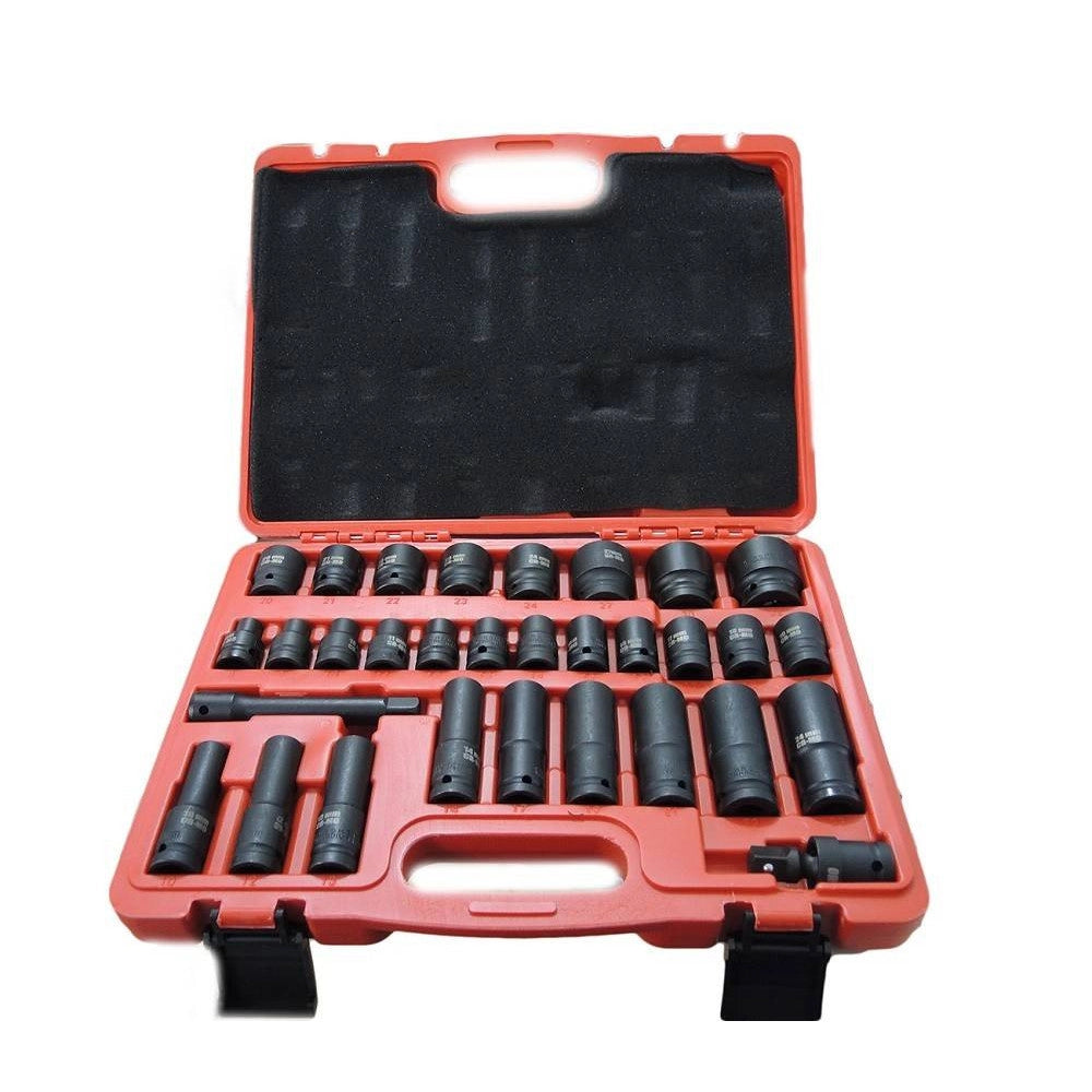 Trade Shop - Bussole Boccole Per Pistola Avvitatore Pneumatico Set Kit 32pz 1/2" Mig-2044 -