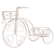 Fioriera a forma di bicicletta in ferro bianco sporco 66 x 24 x 49 cm Supporto per fiori da interno ed esterno