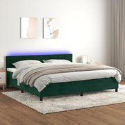 Letto a Molle con Materasso e LED Verde Scuro 200x200cm Velluto cod mxl 64106