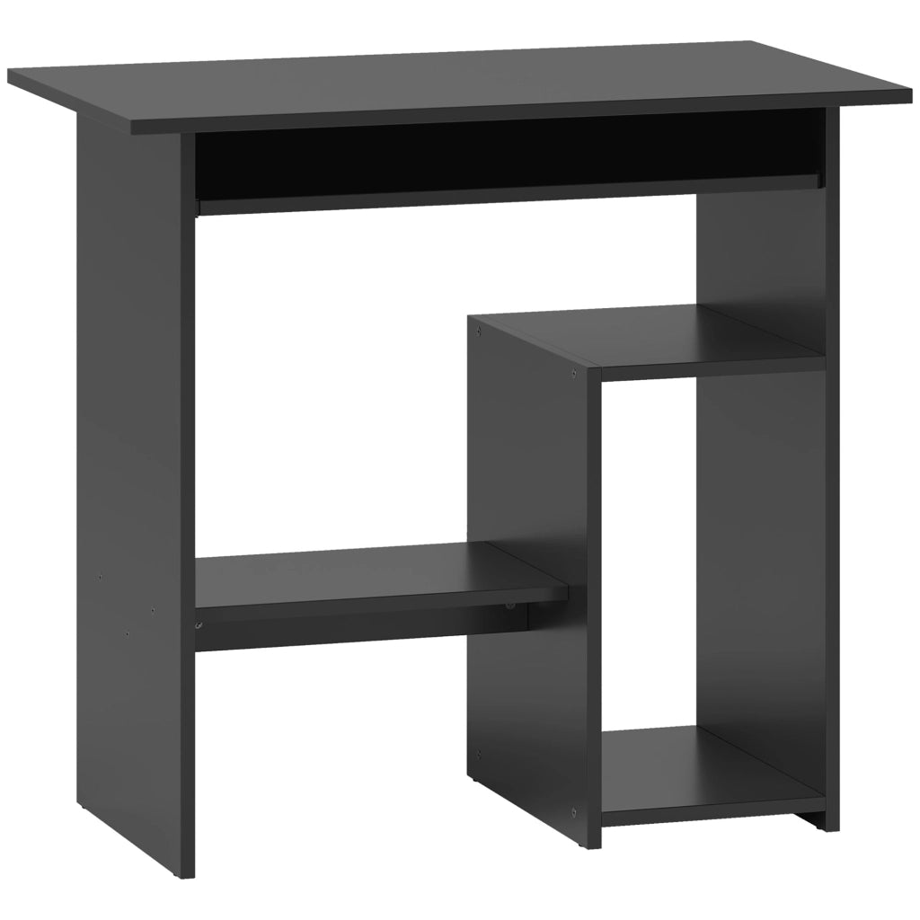 Scrivania lineare con ripiano estraibile per tastiera, scomparto computer e 2 vani aperti per ufficio 80 × 45 × 75 cm