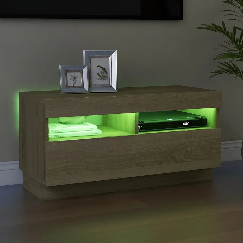 Mobile Porta TV con Luci LED Rovere Sonoma 80x35x40 cm 804448