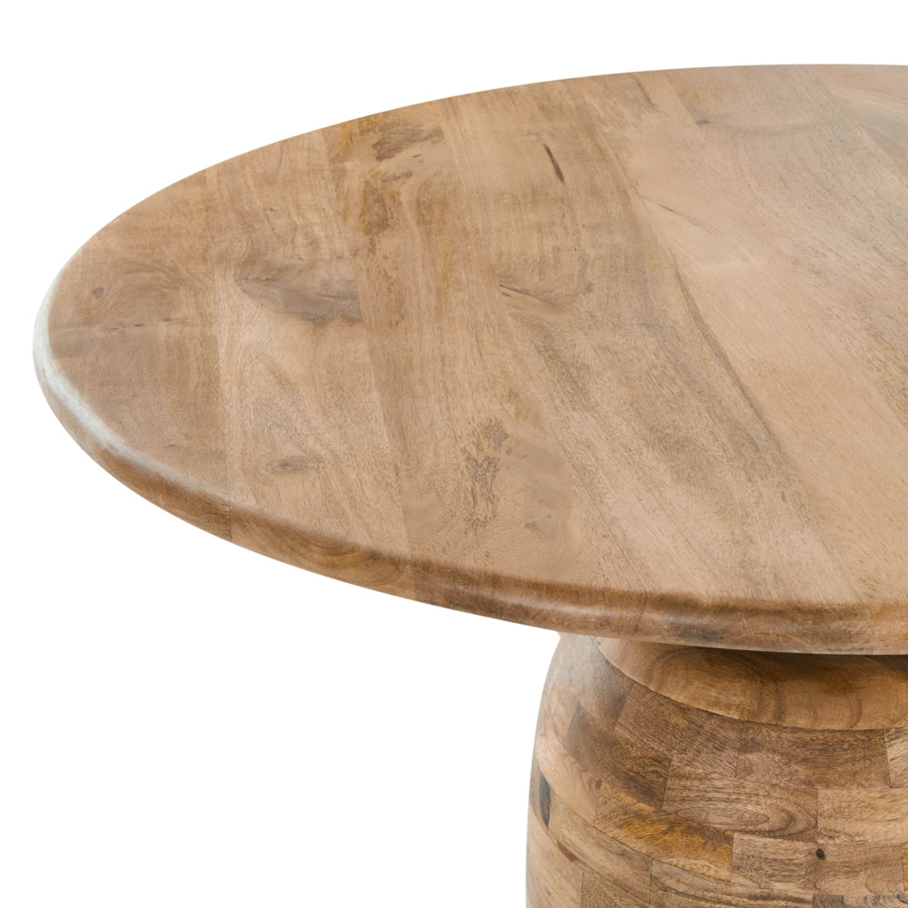 Tavolo da pranzo in legno di mango marrone chiaro ø 110 cm Struttura e base in legno massello Design moderno rotondo