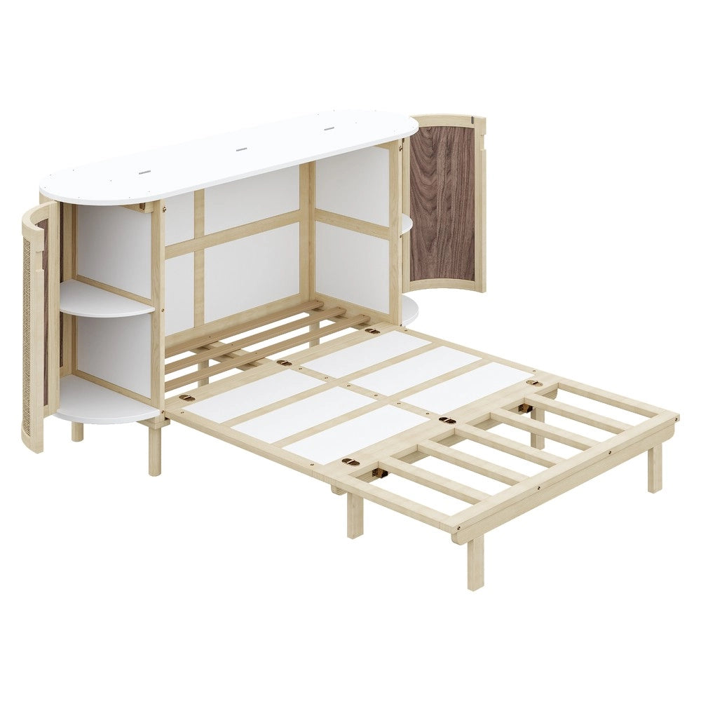 Letto a Muro Verticale con Rete a Doghe ¨C MINIMAL ¨C Legno, Contenitore, 140x200