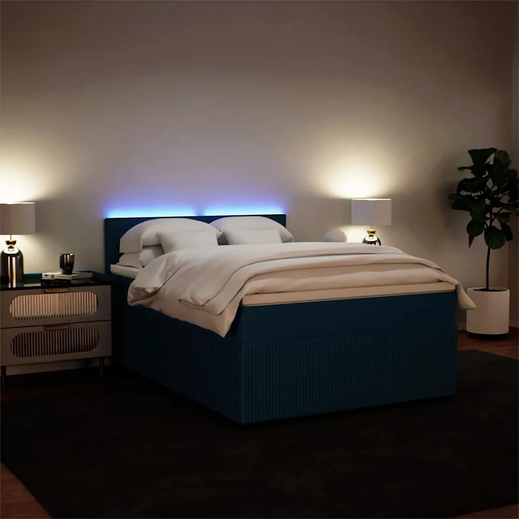 Giroletto a Molle con Materasso Blu 140x200 cm in Velluto