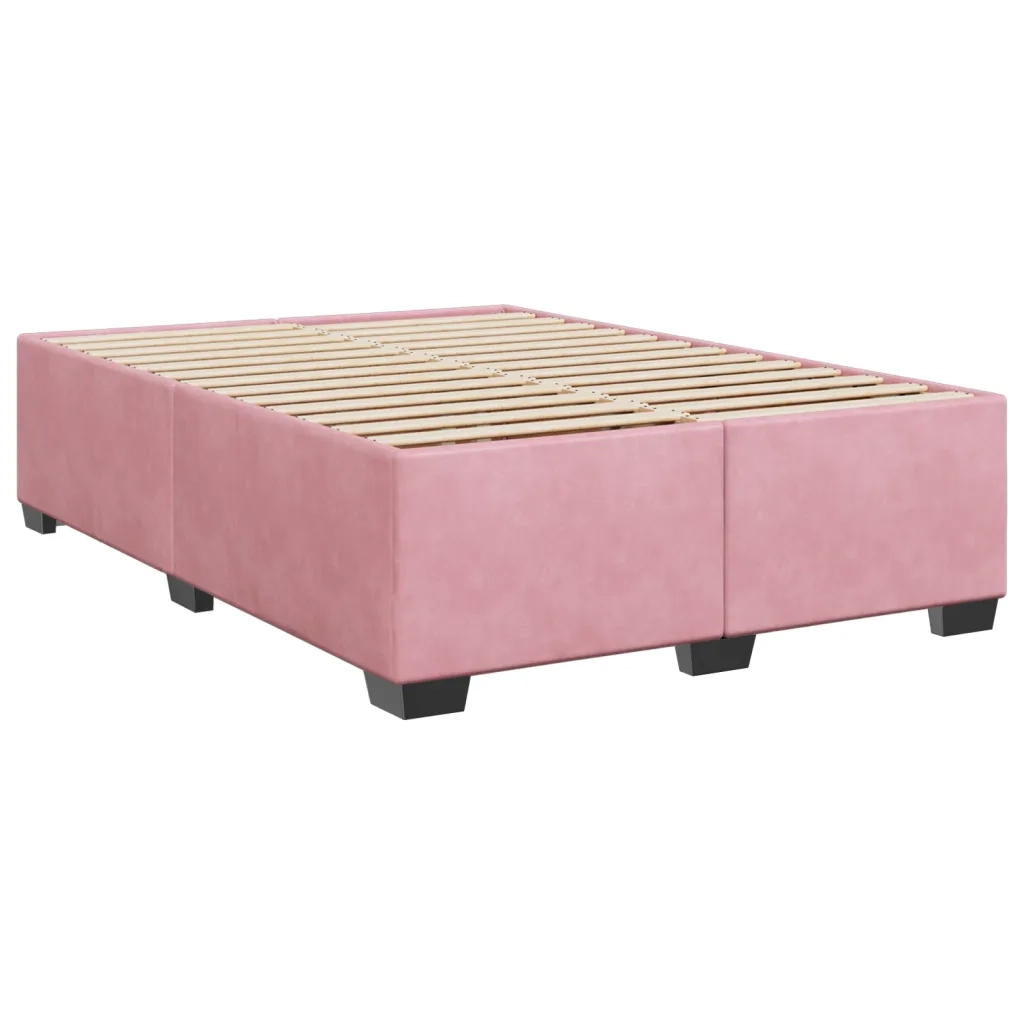 Giroletto a Molle con Materasso Rosa 160x200 cm in Velluto