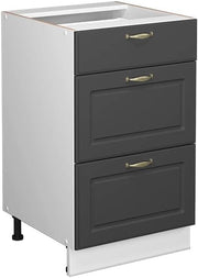 Mobiletto base per cucina Fame-Line, Antracite-oro, 50 cm senza piano di lavoro, per la combinazione con altri moduli della serie Fame-Line