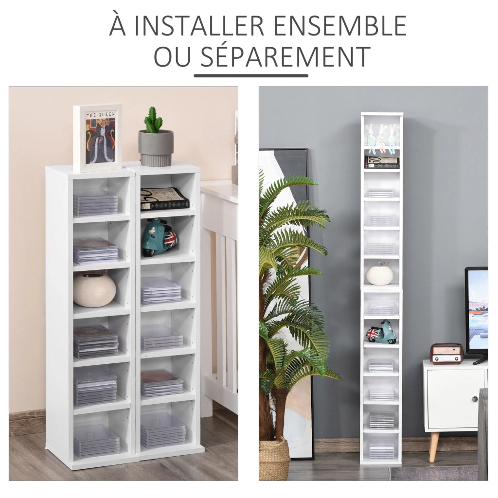 Armadio da parete per CD e DVD ¨C zephmum ¨C 6 + 6 compartimenti 21x22.5x88.5 cm bianco