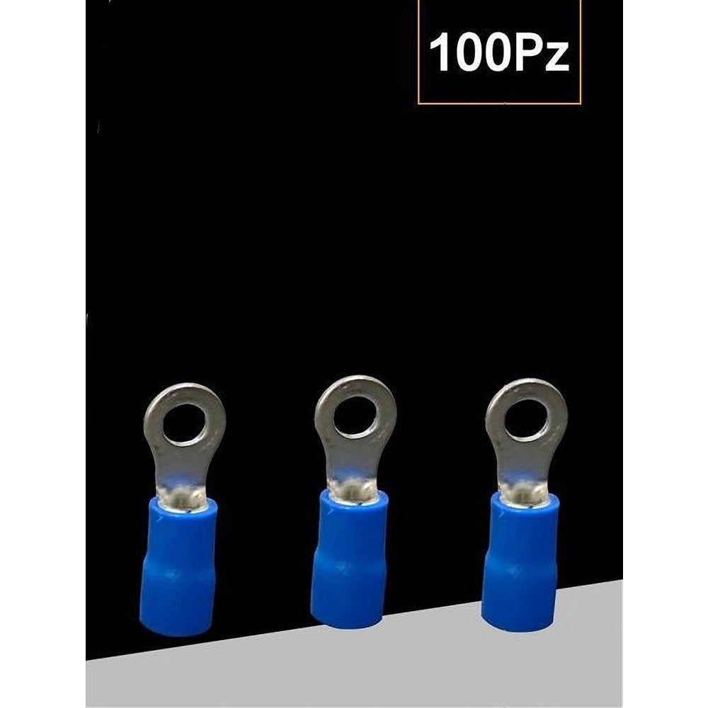 Trade Shop - Set 100 Pz Capicorda Terminale Ad Occhiello Isolato Per Cavi 0.5-1.5mm² Rv1.25-4 -