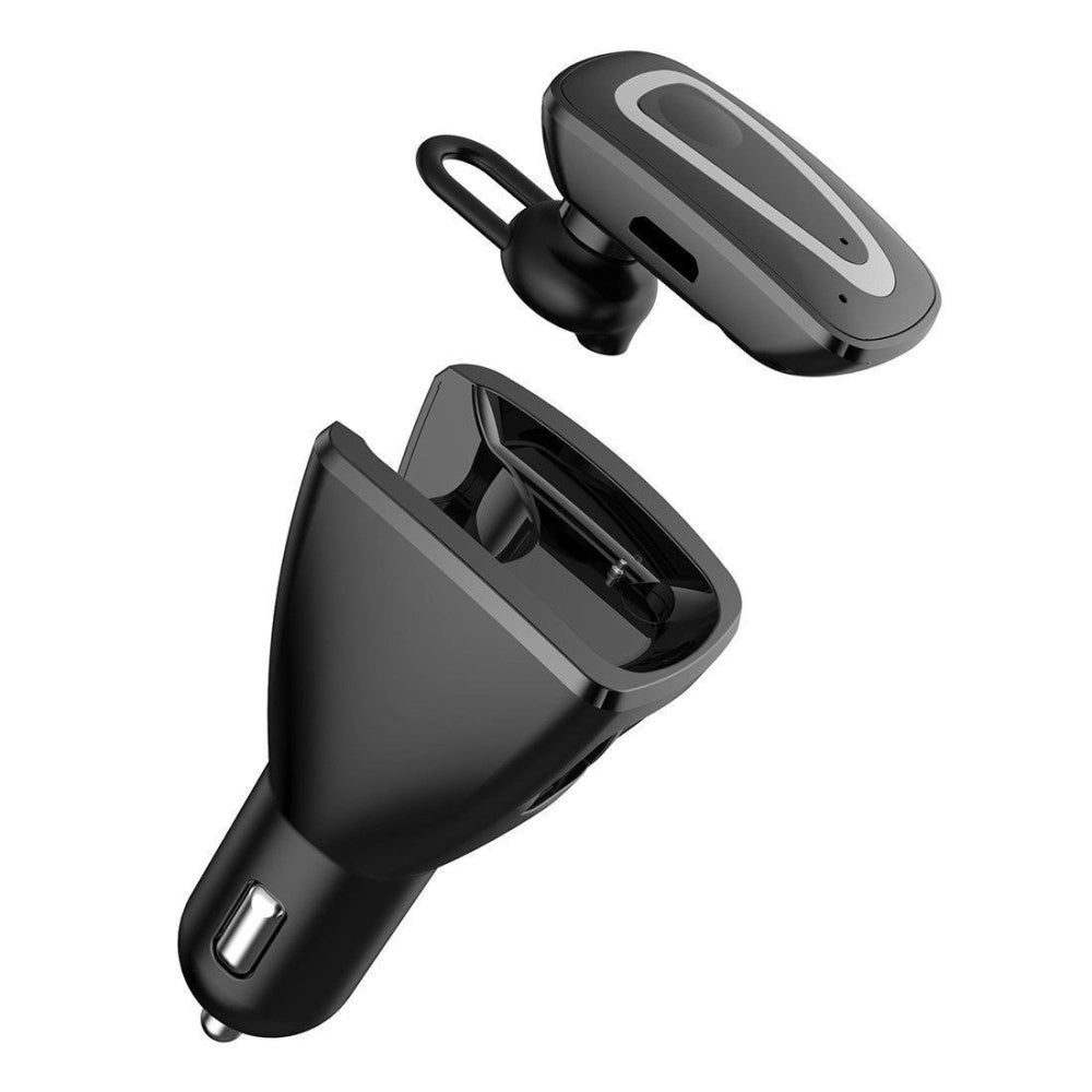 Trade Shop - Cuffia Auricolare Bluetooth V4.0 Universale Caricatore Auto Presa Accendisigari -