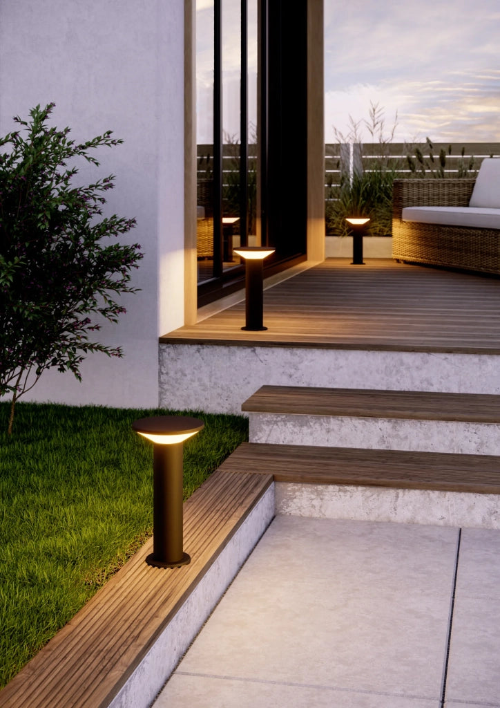 Esterno Lampade Da Terra Moderno Rigosa Acciaio Nero Led 10W 1100Lm Ip44 Small
