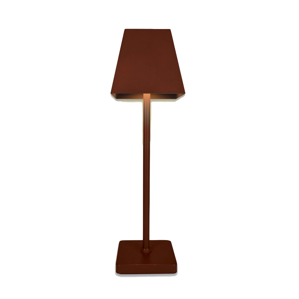 Lampada da tavolo led ricaricabile touch dimmerabile bar ristorante quadra corten prequ'