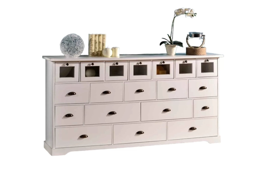 Madia credenza 12 cassetti in legno bianco opaco l.180 p.40 h.90 - Mobili 2G