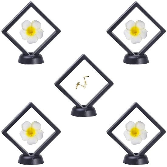 5 standard per moneta, supporto 3D fluttuante, scatola per display di monete, pellicola trasparente, con standard, per monete, esemplari, gioielli, collane, orecchini, medaglioni, pietre (nero)