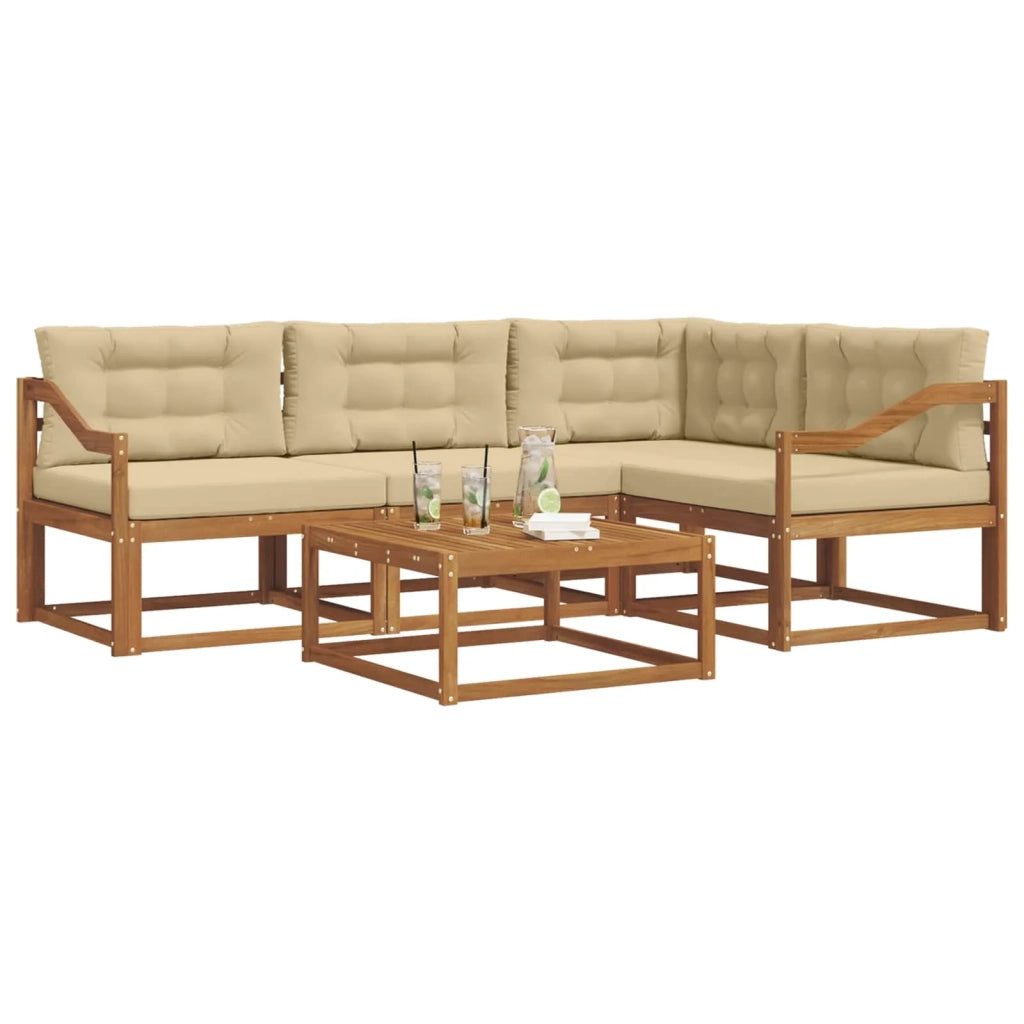 Set di divani da esterno con cuscino 5 pcs Naturale e Beige 3367561