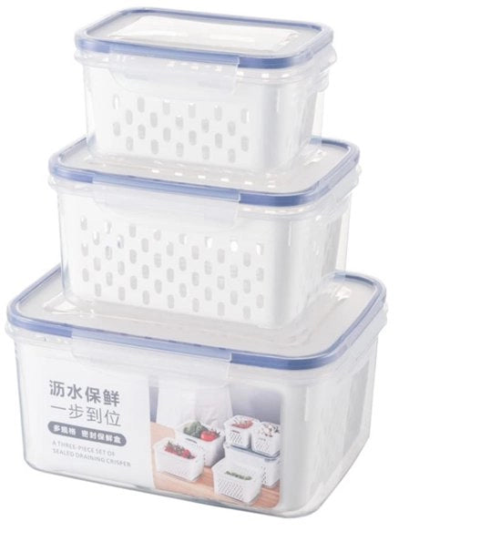 Contenitori per alimenti 1 pezzo/3 pezzi, organizzatore frutta e verdura contenitore per frigorifero con coperchio, setaccio, organizzatore, contenitore